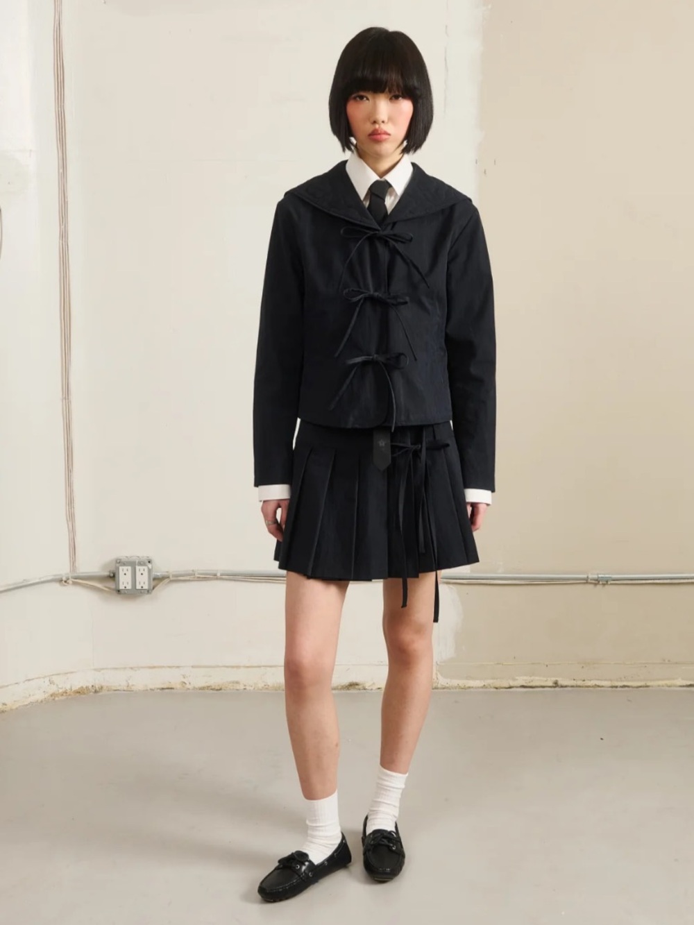 Sundae School Black Uniform Pleated Adjustable Apron Skirt Streetwear NWOT O/S
